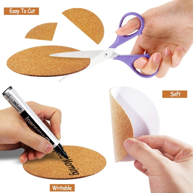 Heqishun 30 Pack Self-Adhesive Cork Round 4' Tiles for DIY Crafts - Image 3